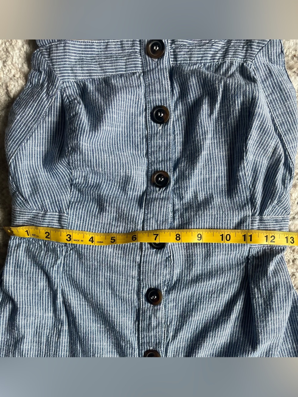 Japna Blue & White Striped Button-Front Wide-Leg Square-Neck Jumpsuit - Picture 5 of 11